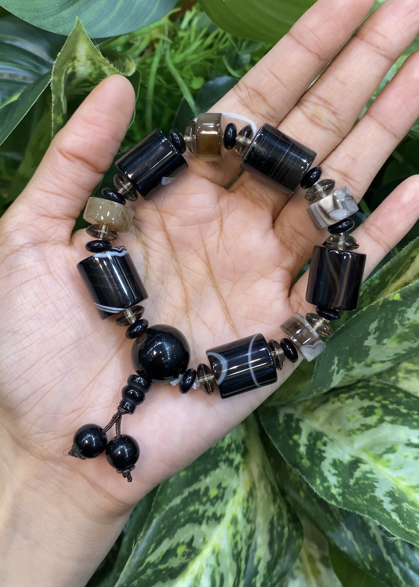 กำไลพลอยแท้ อาเกต Agate Bracelet (Free Size)
