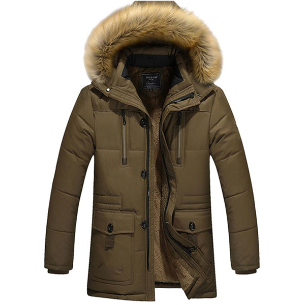 เสื้อโค้ทผู้ชายกันหนาวติดลบ แต่งเฟอร์ ฮู้ดถอดได้ (10112MM)