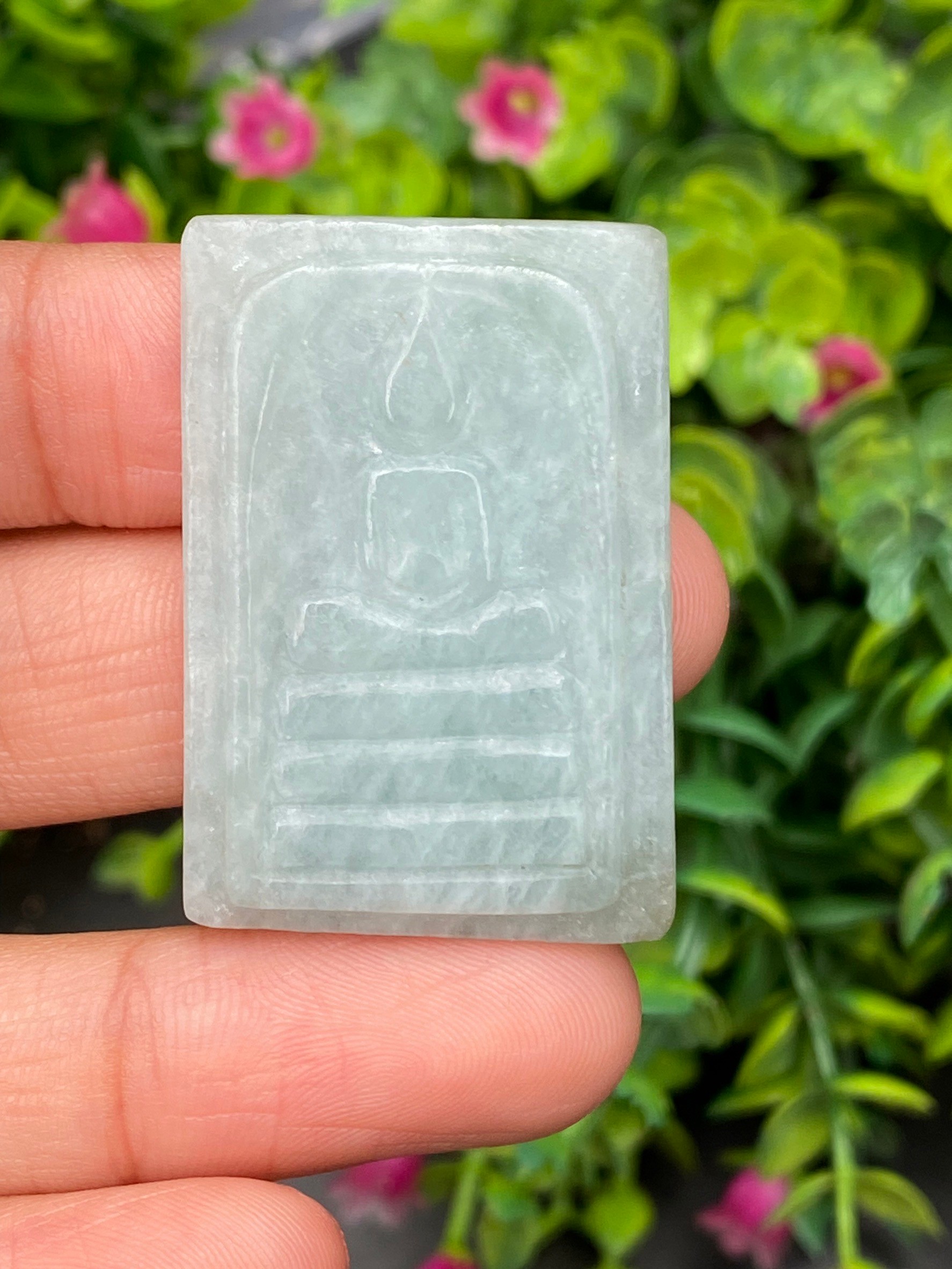 หยก แกะสลัก รูป พระ (Burmese jadeite) 78.11 กะรัต (cts.) หยก พม่า แท้