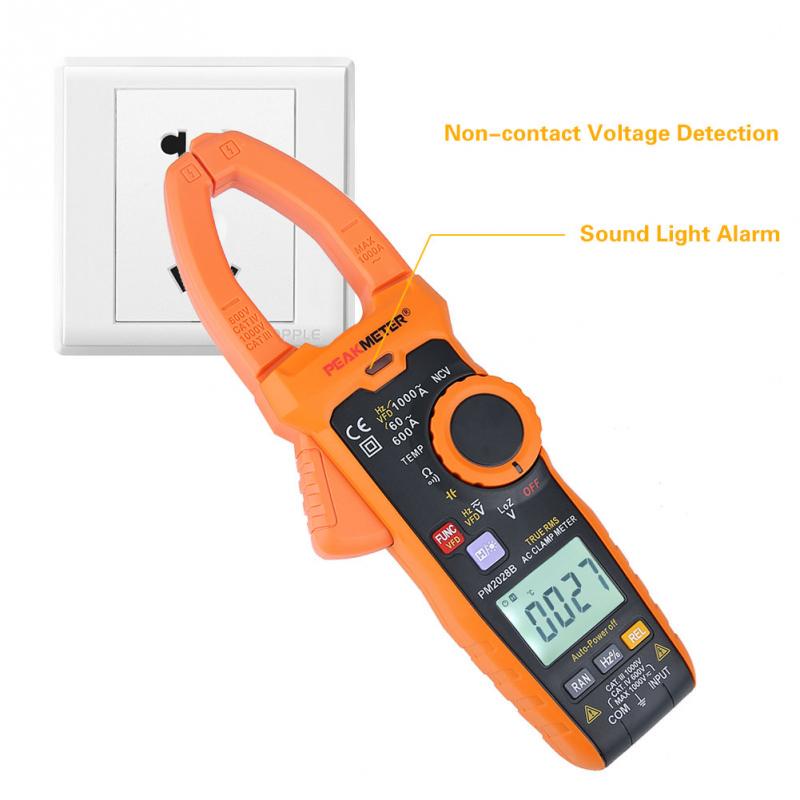 PEAKMETER ดิจิตอล ACแคลมป์มัลติมิเตอร์ True RMS 1000V/A