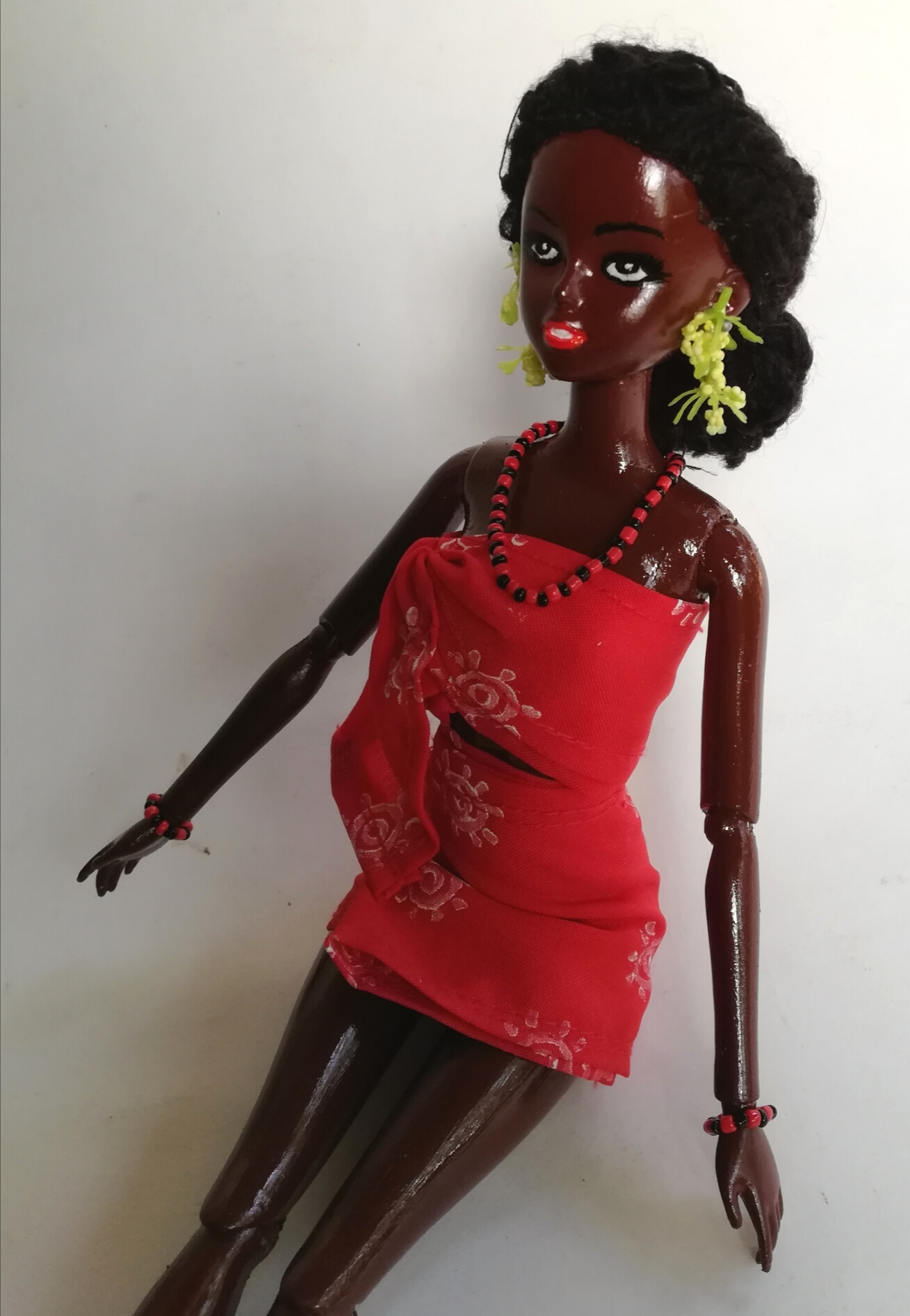 Very Special offer, The only 1 piece, handmade custom doll, 12" as an actress from the play "Ngoh Pa", she is "Ms. Lamhab", she woke up early, dress nicely, put a wooden comb on the head, wearing flower earing, neckace and bracela