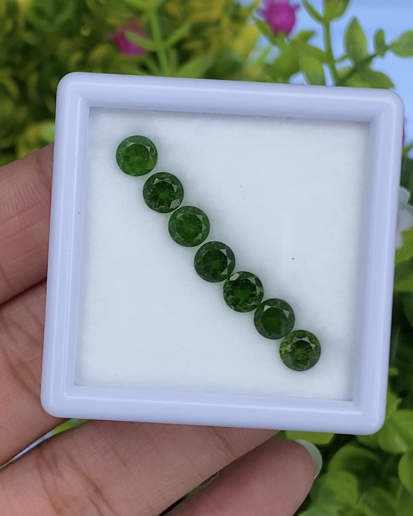 พลอย โครม ไดออพไซด์ Chrome Diopside 3.70 กะรัต (Cts.) 7 เม็ด