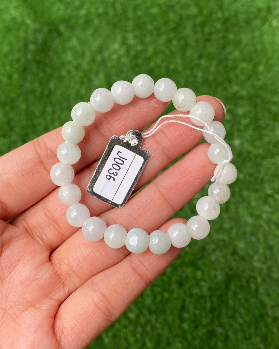 J0036 หยก พม่า แท้ Jade กำไล ประคำหยก (Jadeite Beads Bracelet) พม่า (Myanmar)