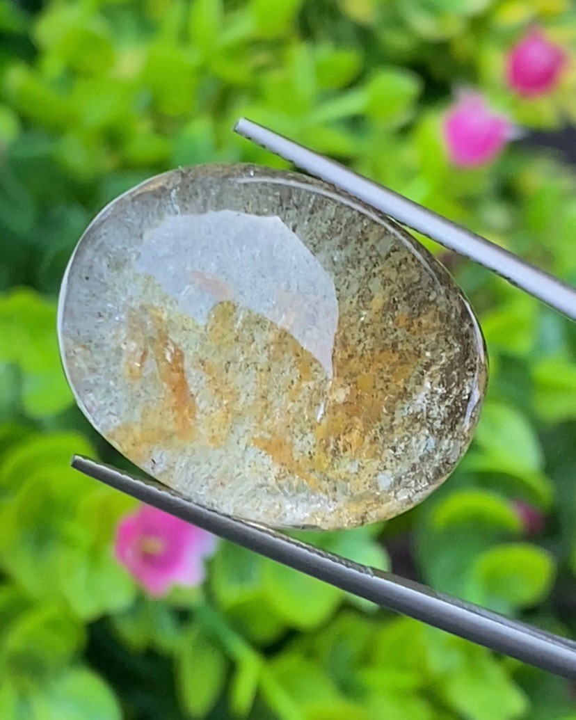 โป่งข่าม ควอตซ์ Rutilated Quartz 47.98 กะรัต Cts. พลอยแท้ อัญมณีมงคลประจําวันเกิด เครื่องประดับพลอย