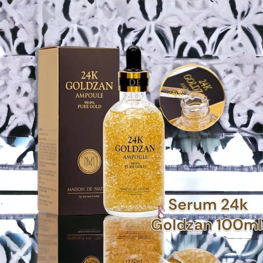 1 PV. เซรั่มทองคำ 24K Goldzan Ampoule 99.9% Pure Gold by Skinature 100ml เซรั่มใยไหมทองคำ เซรั่มหน้าใส ลดฝ้า กระ จุดด่างดำ 100