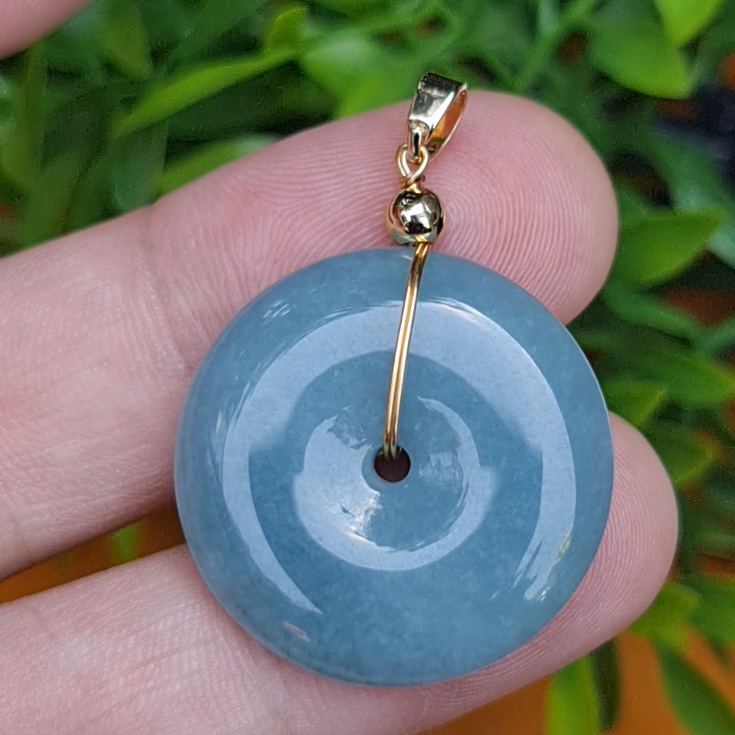 หยก จี้โดนัทหยก 45.15 Cts. (ฺBi Disc Jade) หยกแท้ อัญมณีมงคลประจําวันเกิด เครื่องประดับพลอย