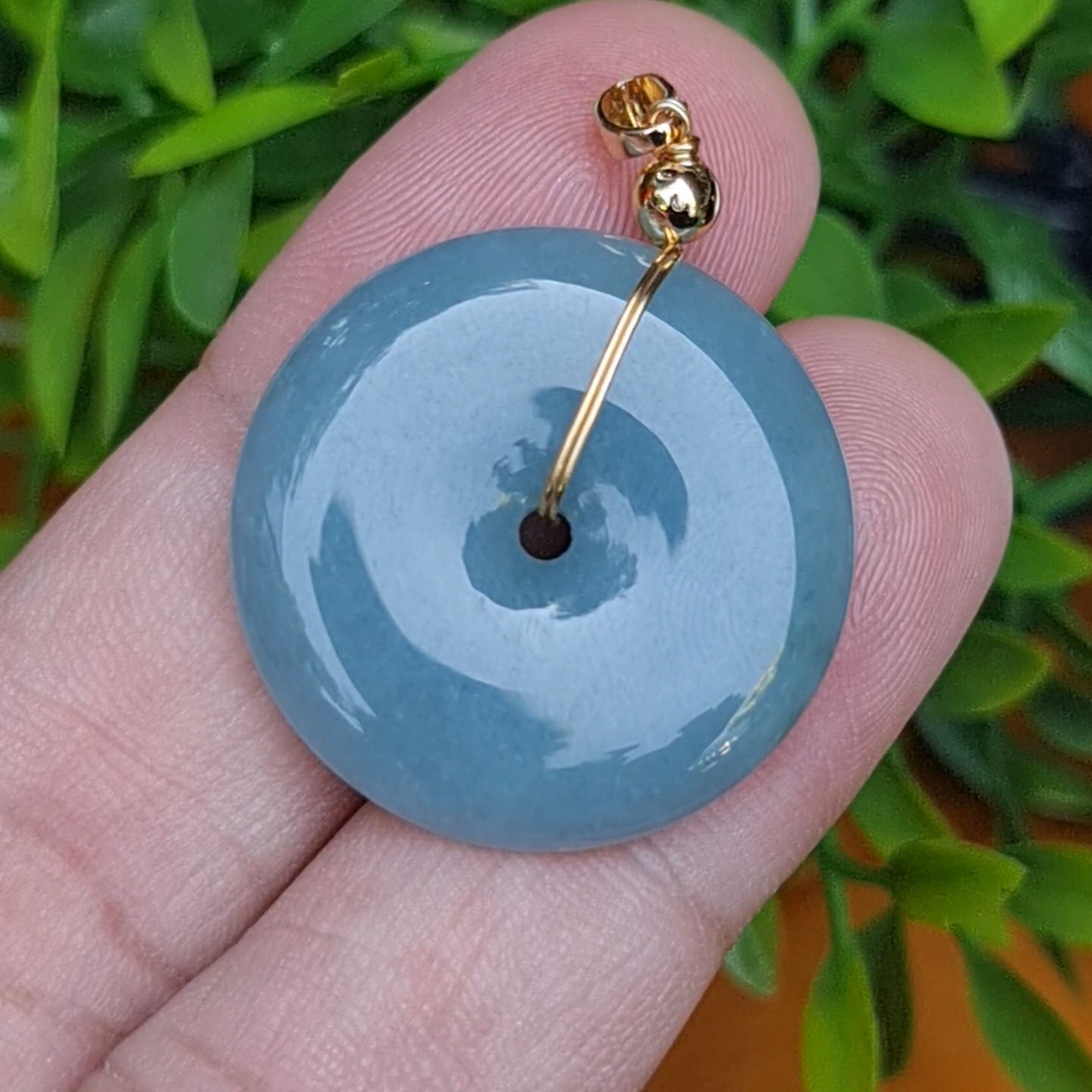 หยก จี้โดนัทหยก 42.75 Cts. (ฺBi Disc Jade) หยกแท้ อัญมณีมงคลประจําวันเกิด เครื่องประดับพลอย