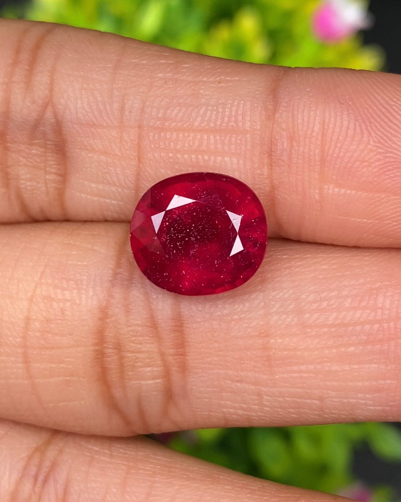 พลอย ทับทิม (Ruby Sapphire) 6.64 กะรัต (Cts.) พลอยแท้ อัญมณีมงคลประจําวันเกิด เครื่องประดับพลอย