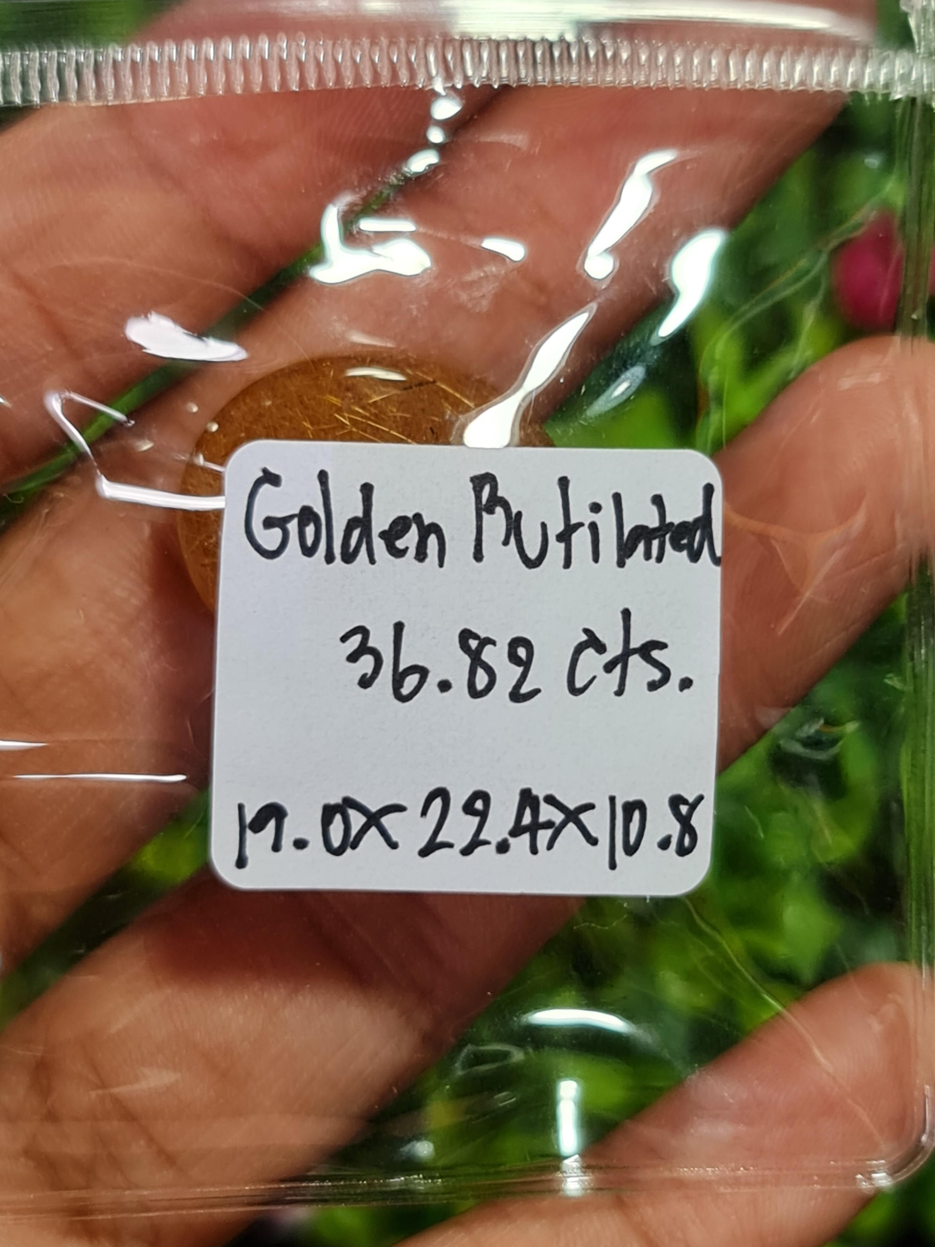 ไหมทอง ควอตซ์ Golden Rutilated Quartz 36.82 กะรัต Cts.พลอยแท้ อัญมณีมงคลประจําวันเกิด เครื่องประดับพลอย