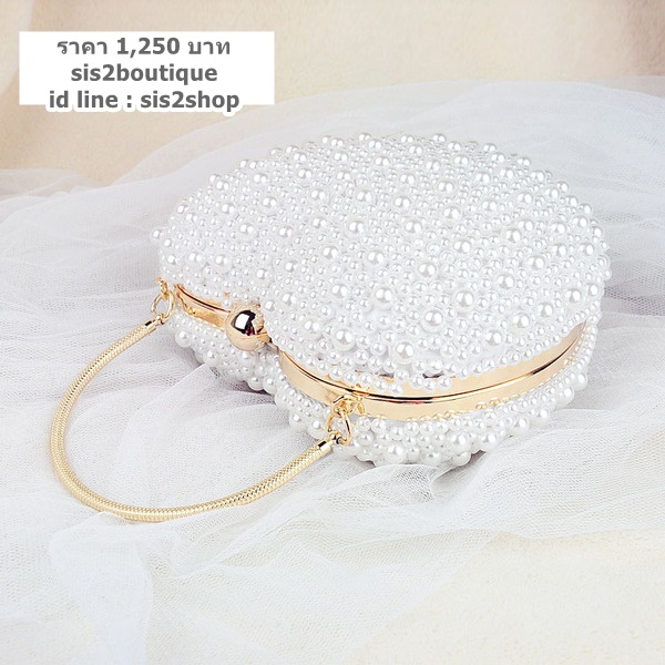Evening Clutch กระเป๋าออกงาน แต่งมุกทั้งใบ รูปหัวใจ สวยน่ารัก