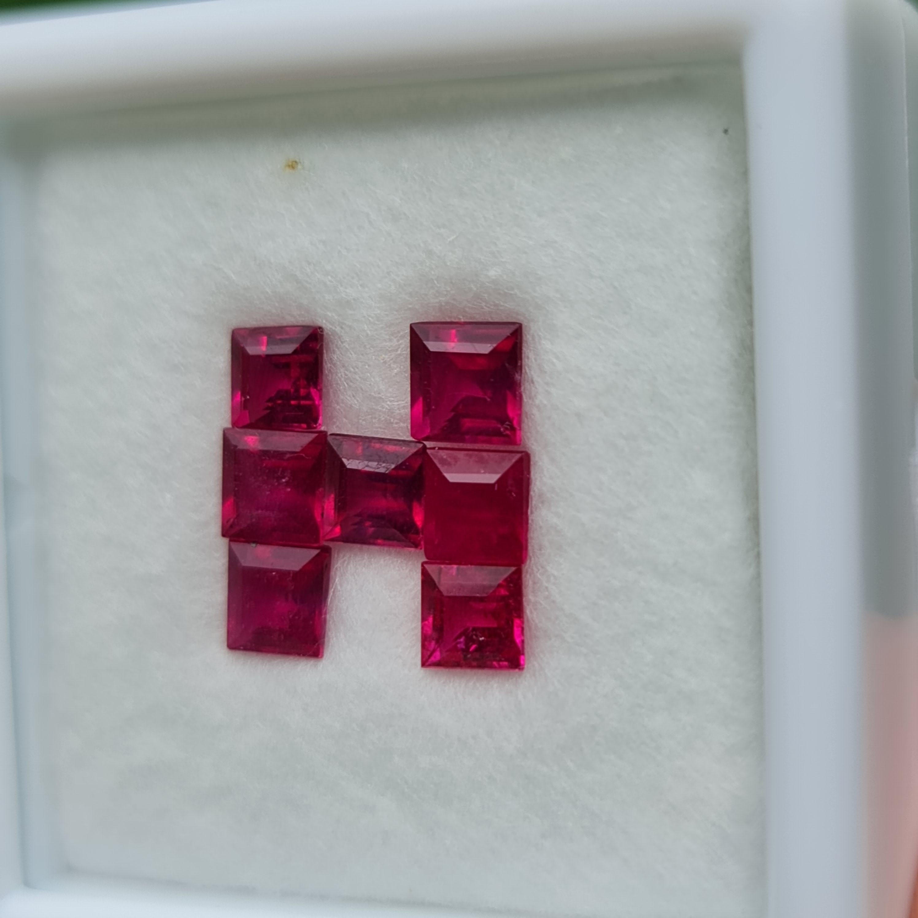 พลอย ทับทิม Ruby sapphire 7 เม็ด 4.00 กะรัต (Cts.) พลอยแท้ อัญมณีมงคลประจําวันเกิด เครื่องประดับพลอย