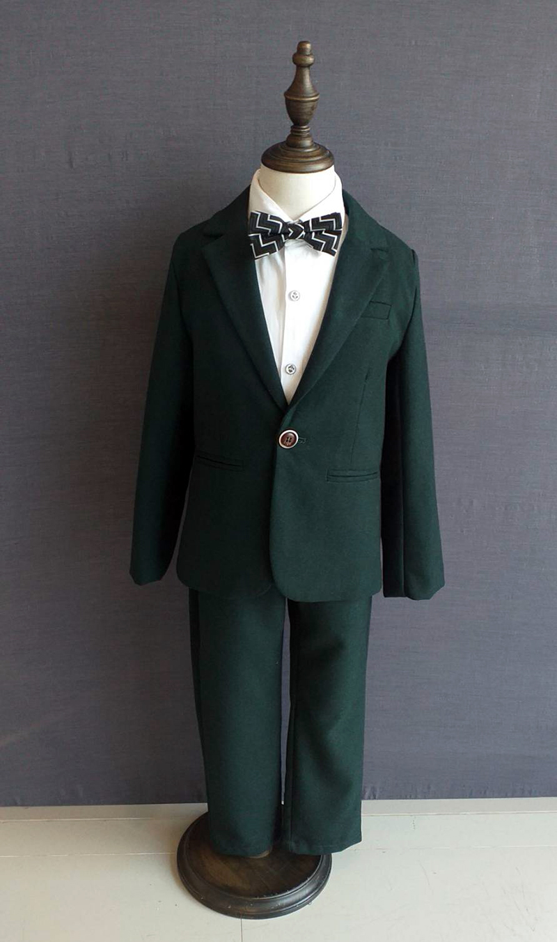 เช่า ชุดสูทเด็กชาย สีเขียวเข้ม งานกระดุมเดียว ไม่มีกััก