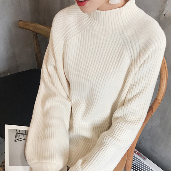 เสื้อไหมพรมแขนกระดิ่ง คอปีน หนานุ่มถักลายนูน (TT0021)