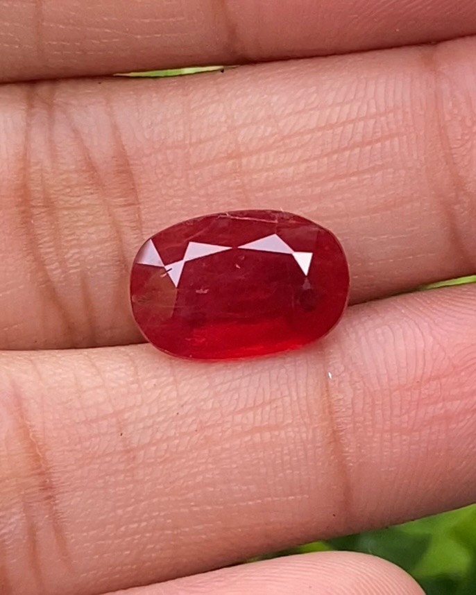 พลอย ทับทิม เผาเก่า 5.16 กะรัต พร้อมใบเซอร์ พลอยแท้ อัญมณีมงคลประจําวันเกิด เครื่องประดับพลอย