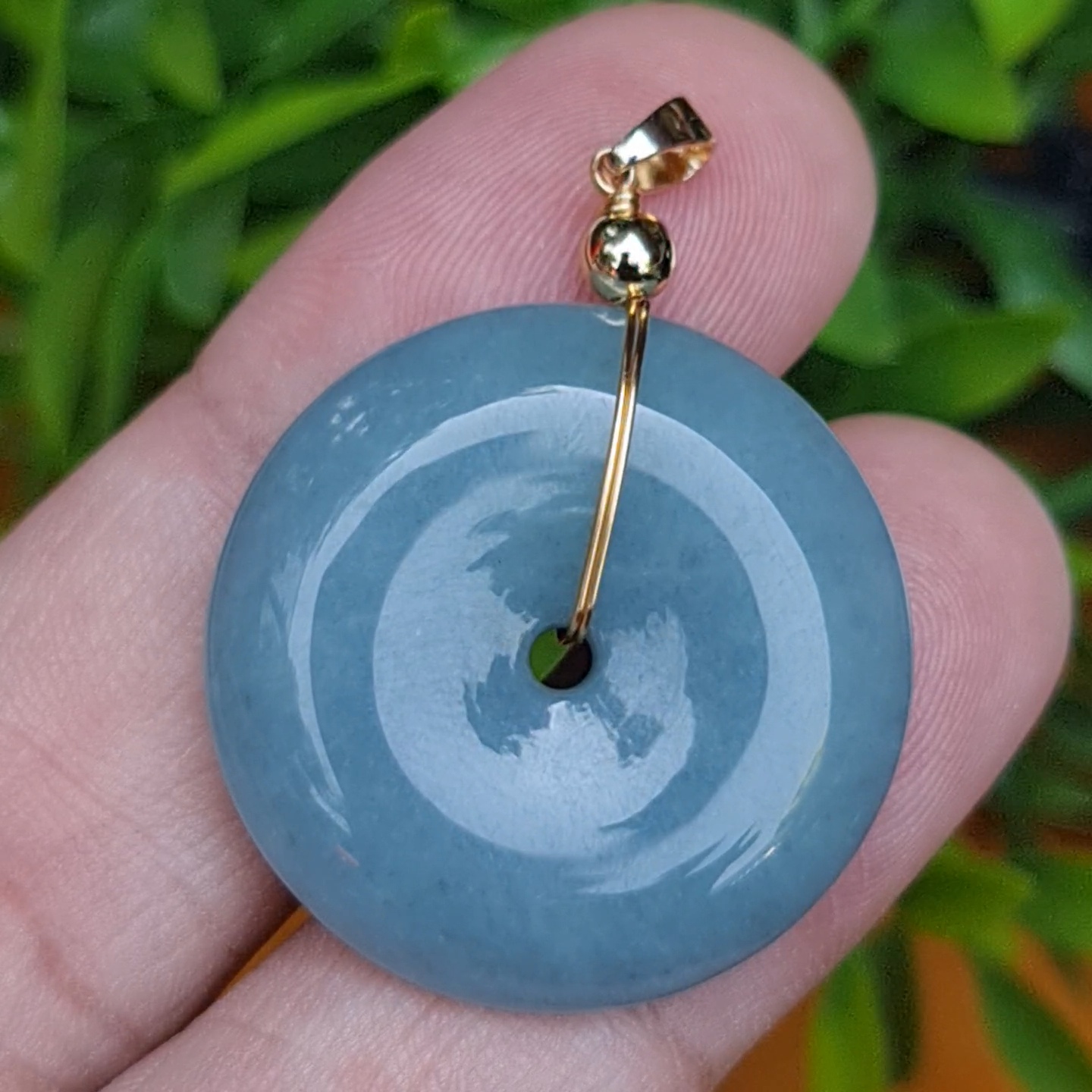 หยก จี้โดนัทหยก 56.30 Cts. (ฺBi Disc Jade) หยกแท้ อัญมณีมงคลประจําวันเกิด เครื่องประดับพลอย