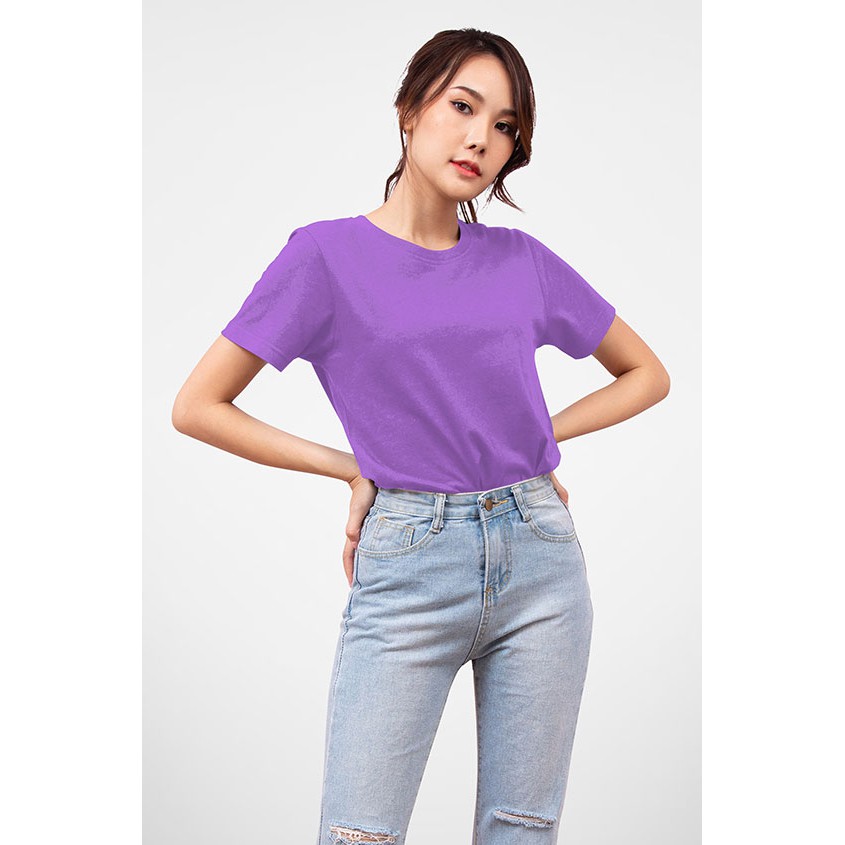 Noproblem Noproblem ยอดขาย No.1 รับประกัน ไม่ย้วย ไม่ยืด ผ้านุ่ม เสื้อยืด สีพื้น เสื้อยืดคอกลม สีม่วง2018