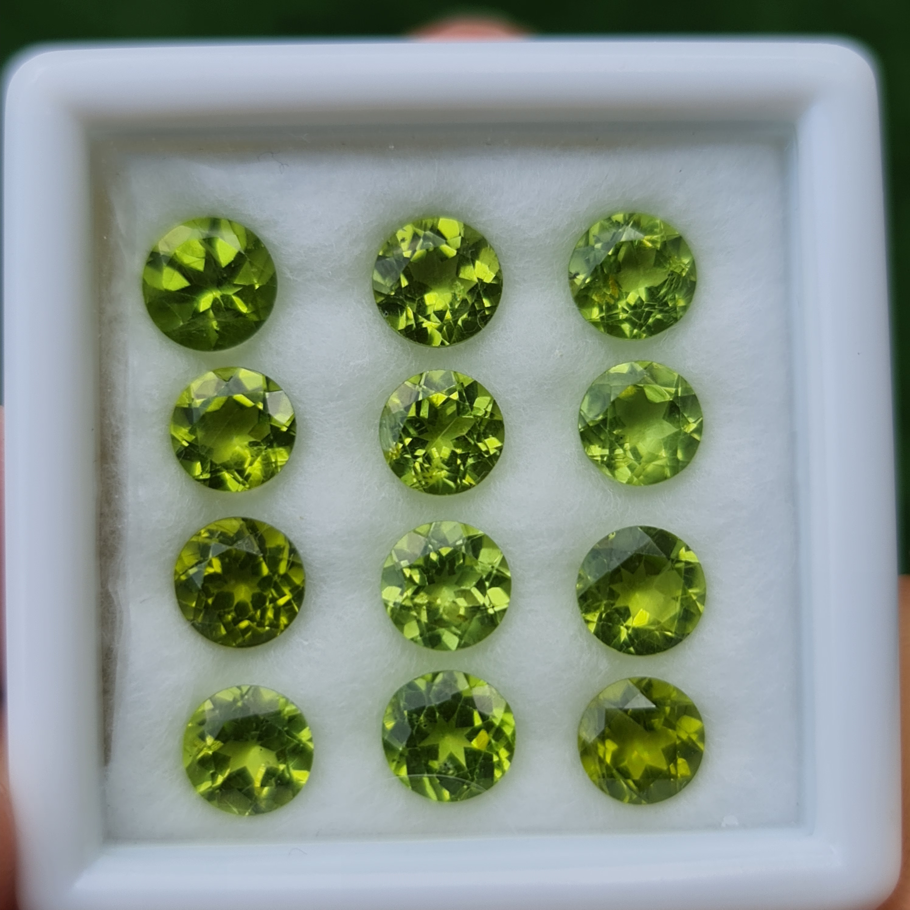พลอย เพอริดอต Peridot 11.34 กะรัต (Cts.) 12 เม็ด (pcs.) พลอยแท้ อัญมณีมงคลประจําวันเกิด เครื่องประดับพลอย