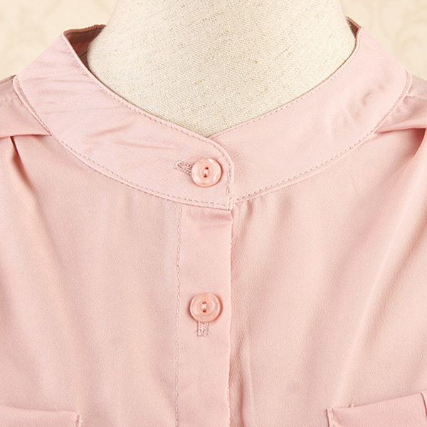 เสื้อเชิ้ตแฟชั่น ผ้าไหมเทียมแต่งกระเป๋าคู่ ChuViVi แท้ (11446CV)