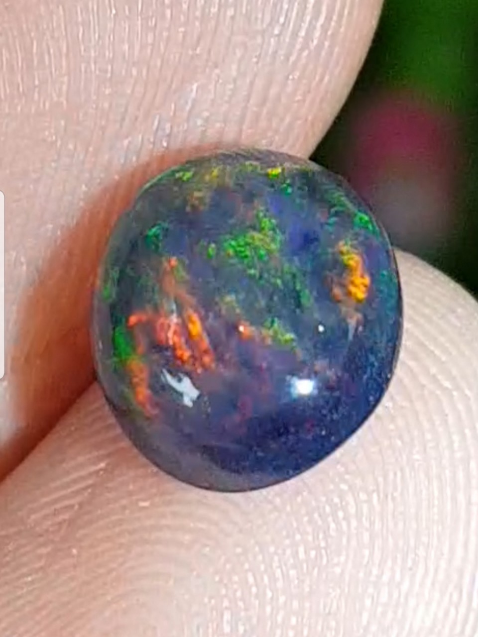 พลอย แบล็ก โอปอล Black Opal 1.24 กะรัต (Cts.) พลอยแท้ อัญมณีมงคลประจําวันเกิด เครื่องประดับพลอย