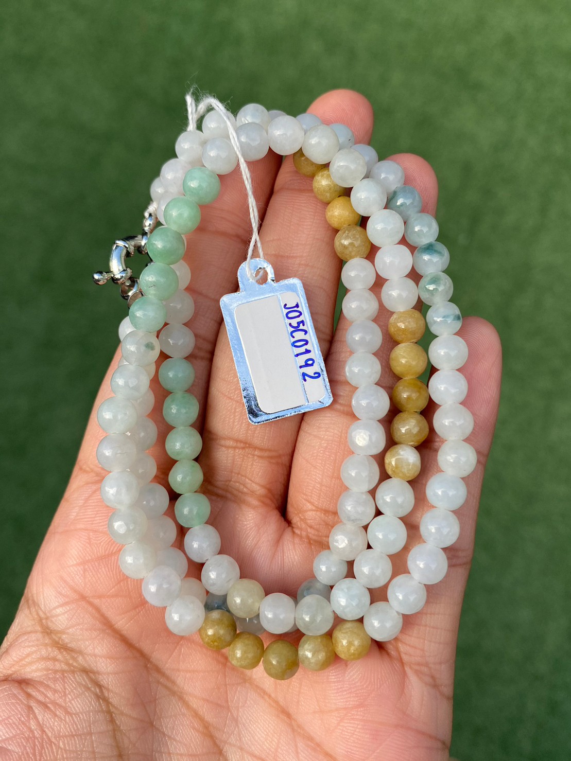 สร้อยคอหยก 3 สี (3 Type Jadeite Necklace) ดิบ ไม่ผ่านการปรับปรุง (Type A) พม่า (Myanmar) หยก พม่า แท้ Jade