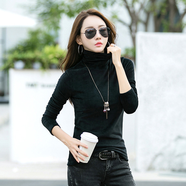 เสื้อกำมะหยี่คอเต่า แขนยาว ผ้าหนานุ่มสองด้าน (12337X)