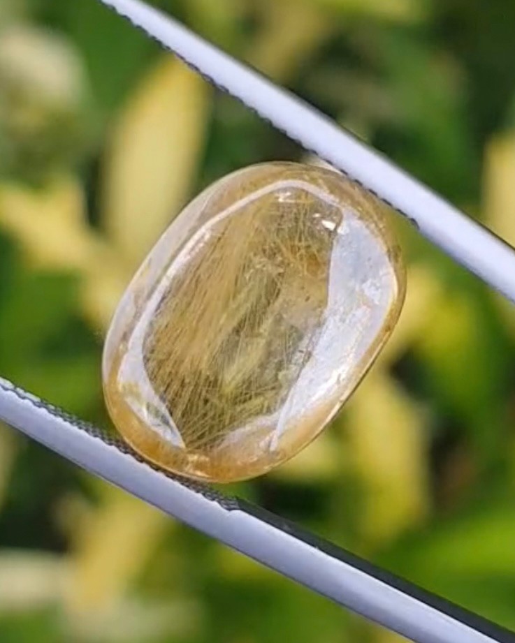 ไหมทอง ควอตซ์ Golden Rutilated Quartz 16.62 กะรัต Cts.พลอยแท้ อัญมณีมงคลประจําวันเกิด เครื่องประดับพลอย
