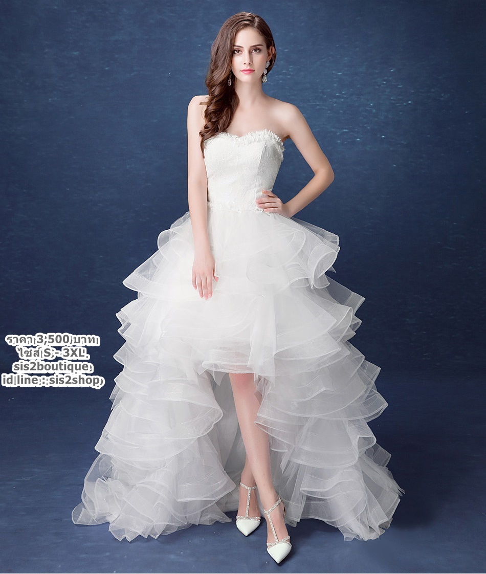 ชุดแต่งงาน เกาะอก หน้าสั้นหลังยาว