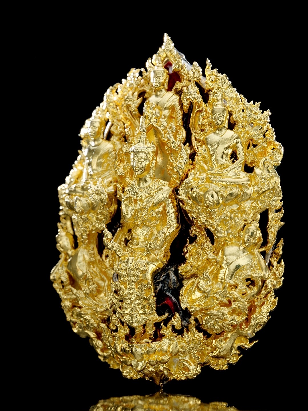 พระยมกปาฎิหาริย์ รายการพิเศษ เนื้อบรอนซ์ชุบทองหลังชุบซาตินลงยาแดง