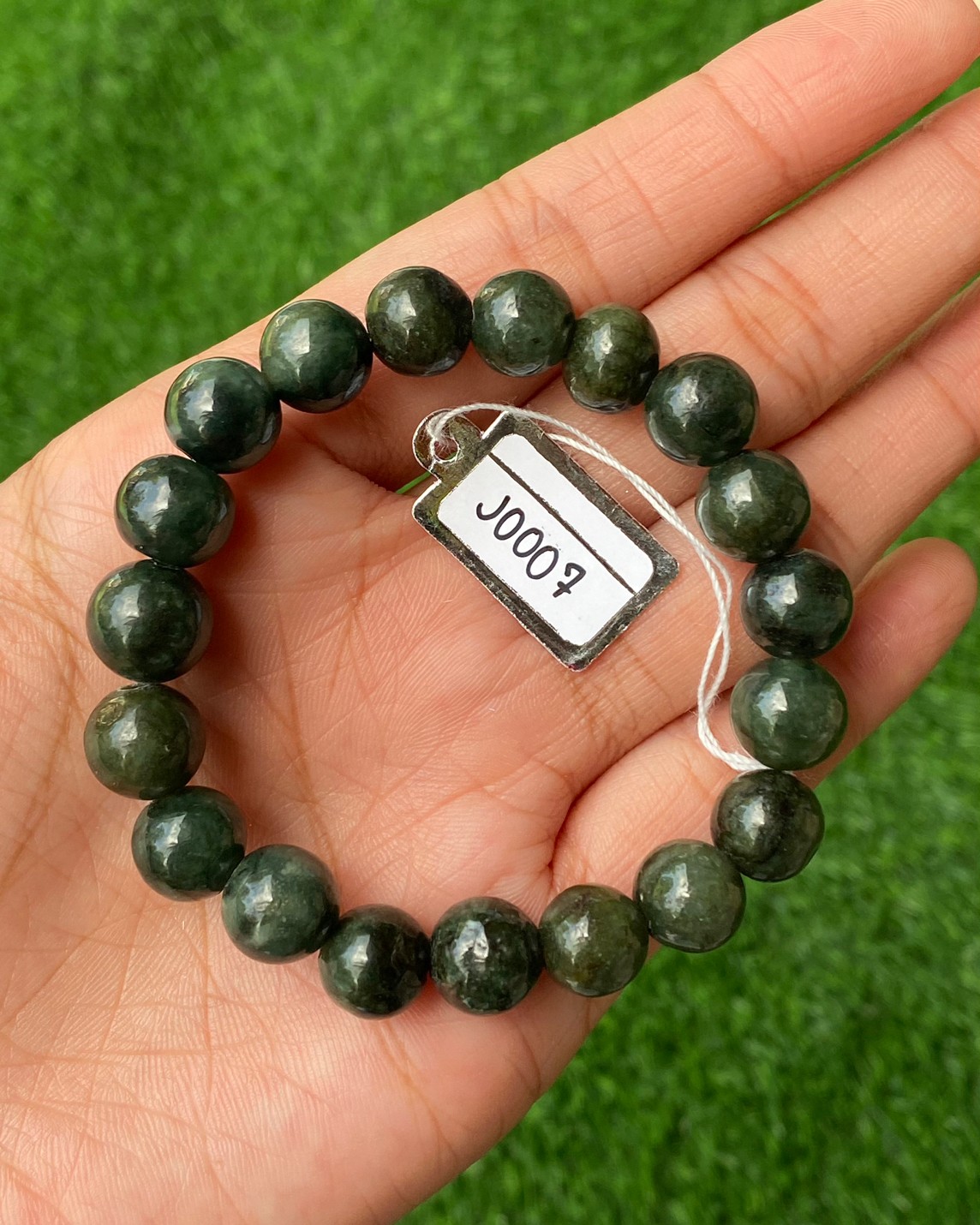 J0007 หยก พม่า แท้ Jade กำไล ประคำหยก (Jadeite Beads Bracelet) พม่า (Myanmar)