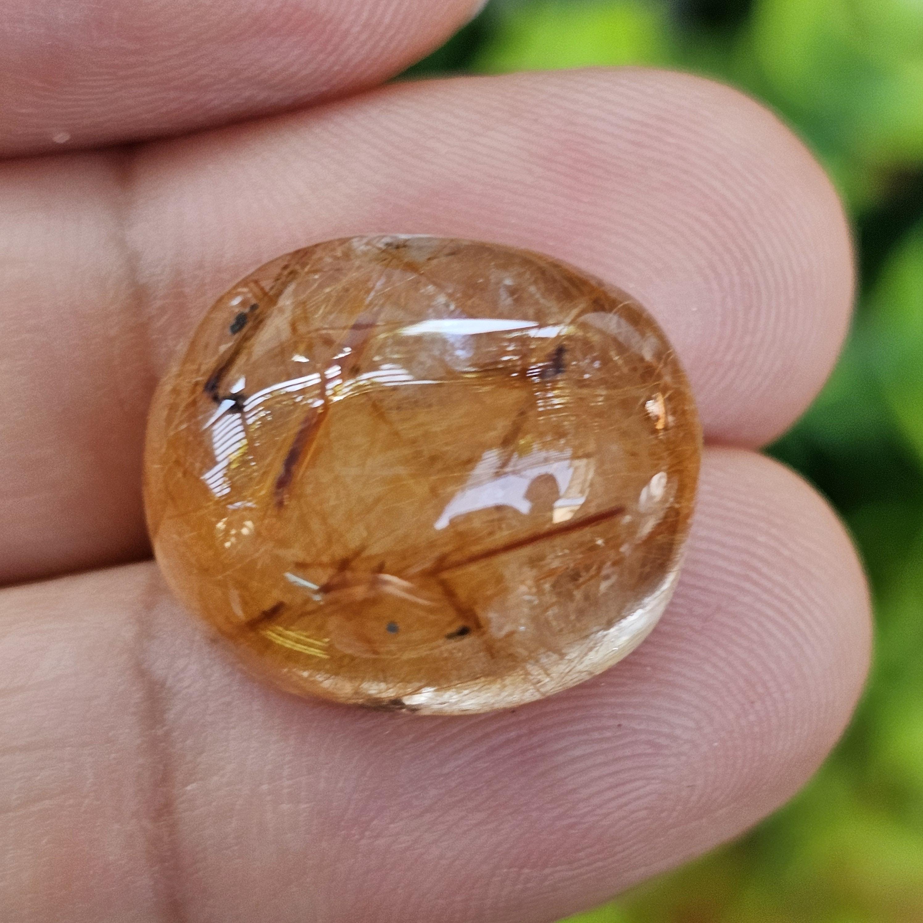 ไหมทอง ควอตซ์ Golden Rutilated Quartz 22.34 กะรัต Cts.พลอยแท้ อัญมณีมงคลประจําวันเกิด เครื่องประดับพลอย