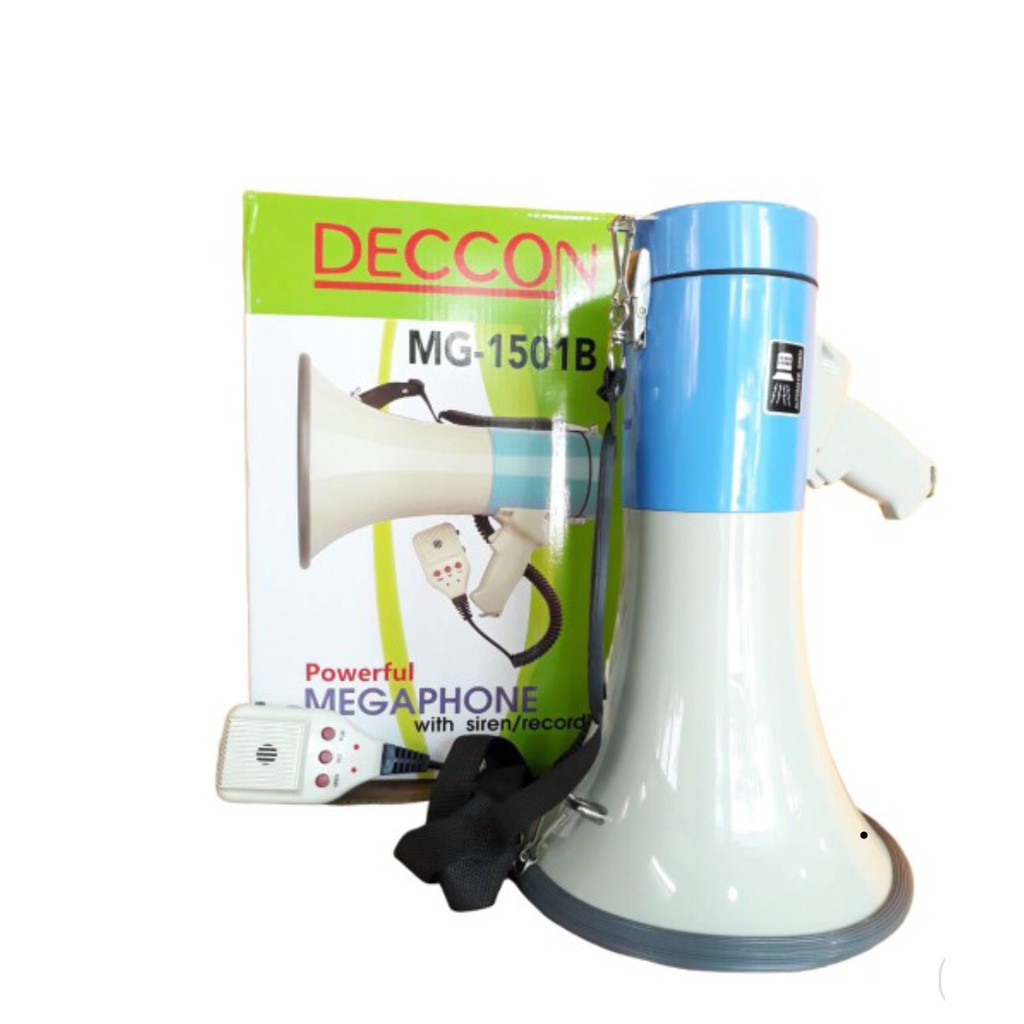 DECCON MG-1501B โทรโข่งแบบ มีไมค์ในตัว โทรโข่งอัดเสียงได้ เสียงไซเรน พร้อมไมโครโฟน Megaphone 40 W