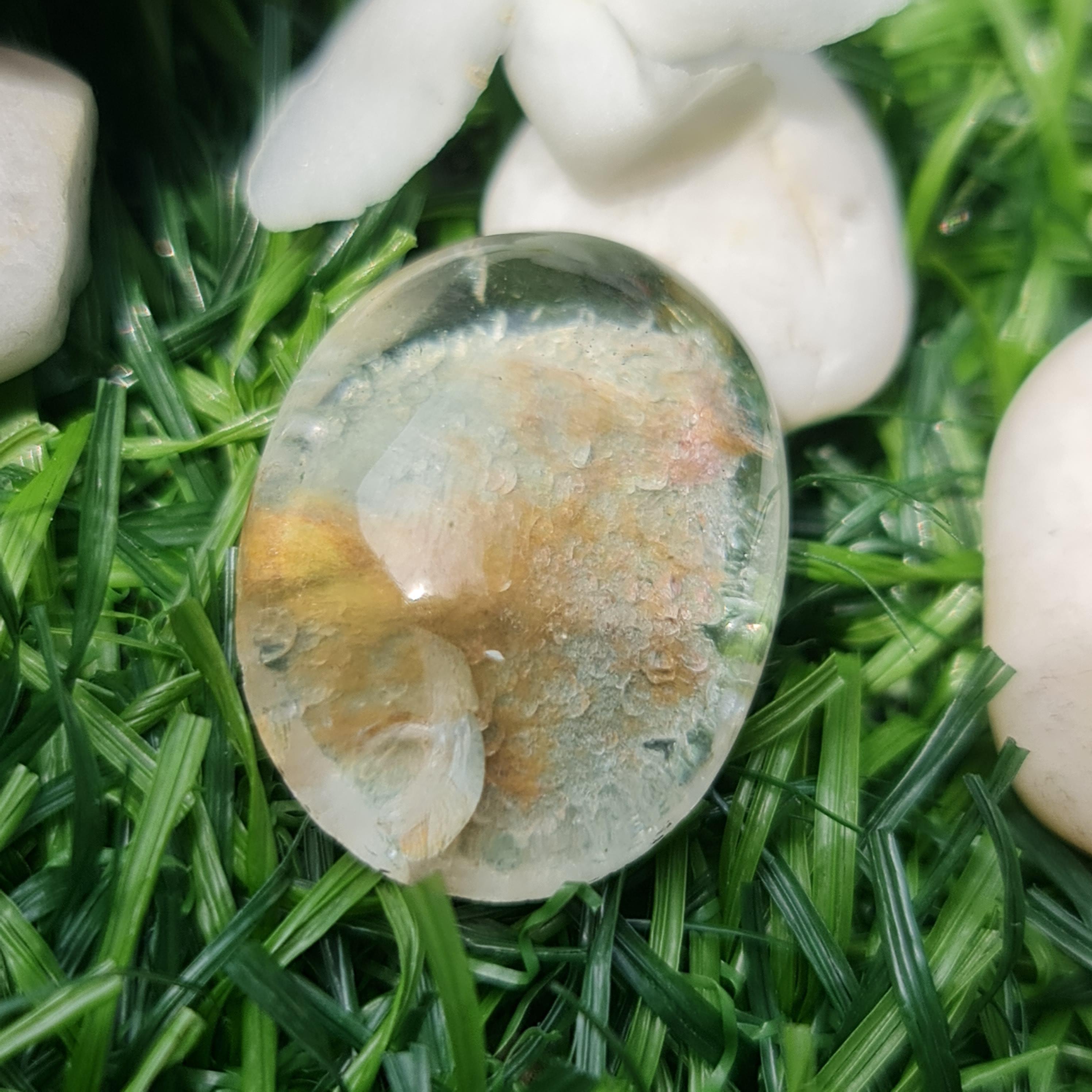 โป่งข่าม ควอตซ์ Rutilated Quartz 23.85 กะรัต Cts. พลอยแท้ อัญมณีมงคลประจําวันเกิด เครื่องประดับพลอย