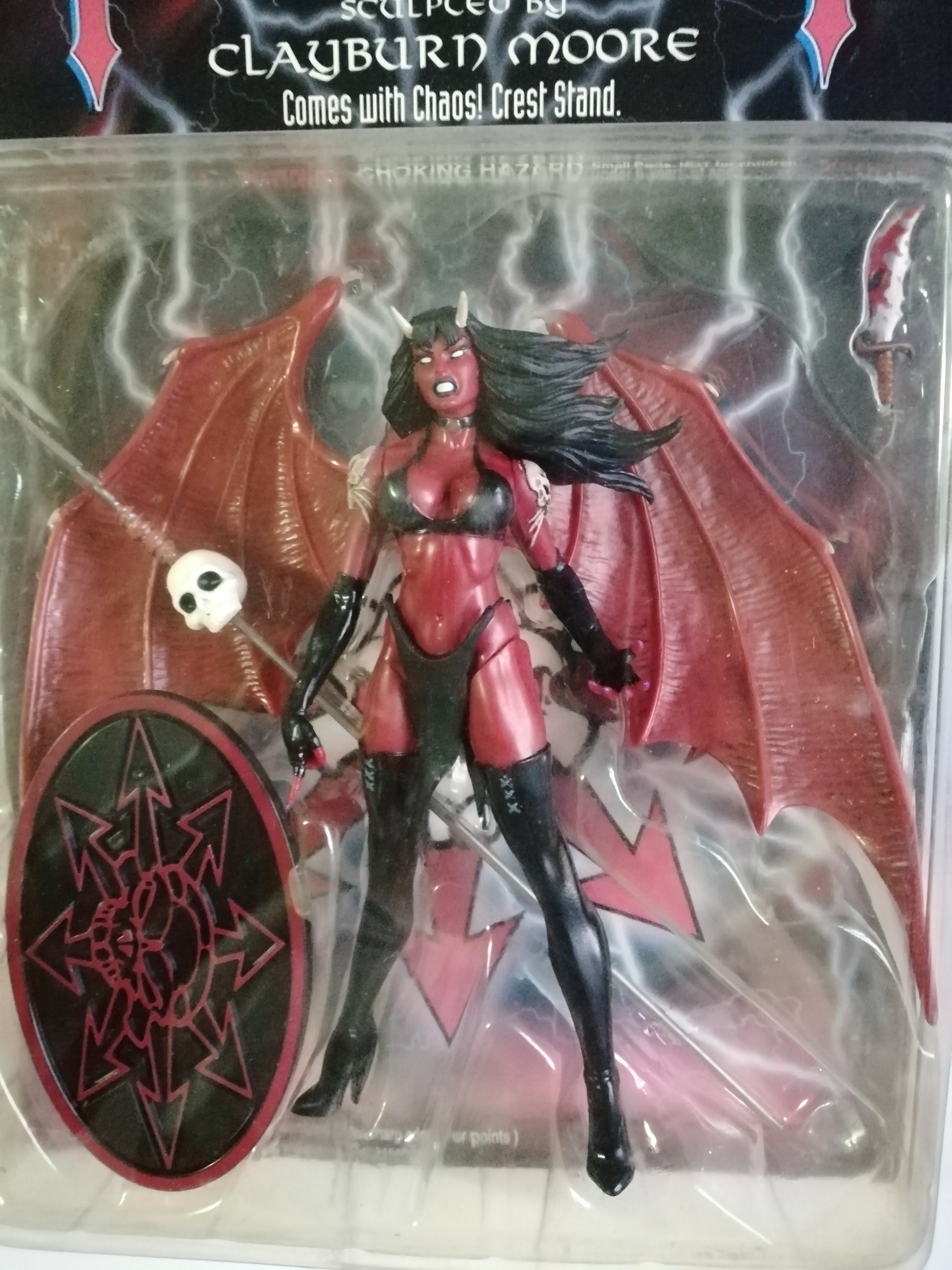 ของสะสมงานเก่าMoor Action Collection ,Chaos comics ฟิกเกอร์ แวมไพร์สาว Purgatori ออริจินอลดีไซน์จาก Brian Purido พร้อมฐาน ขนาดประมาณ 20 ซม.