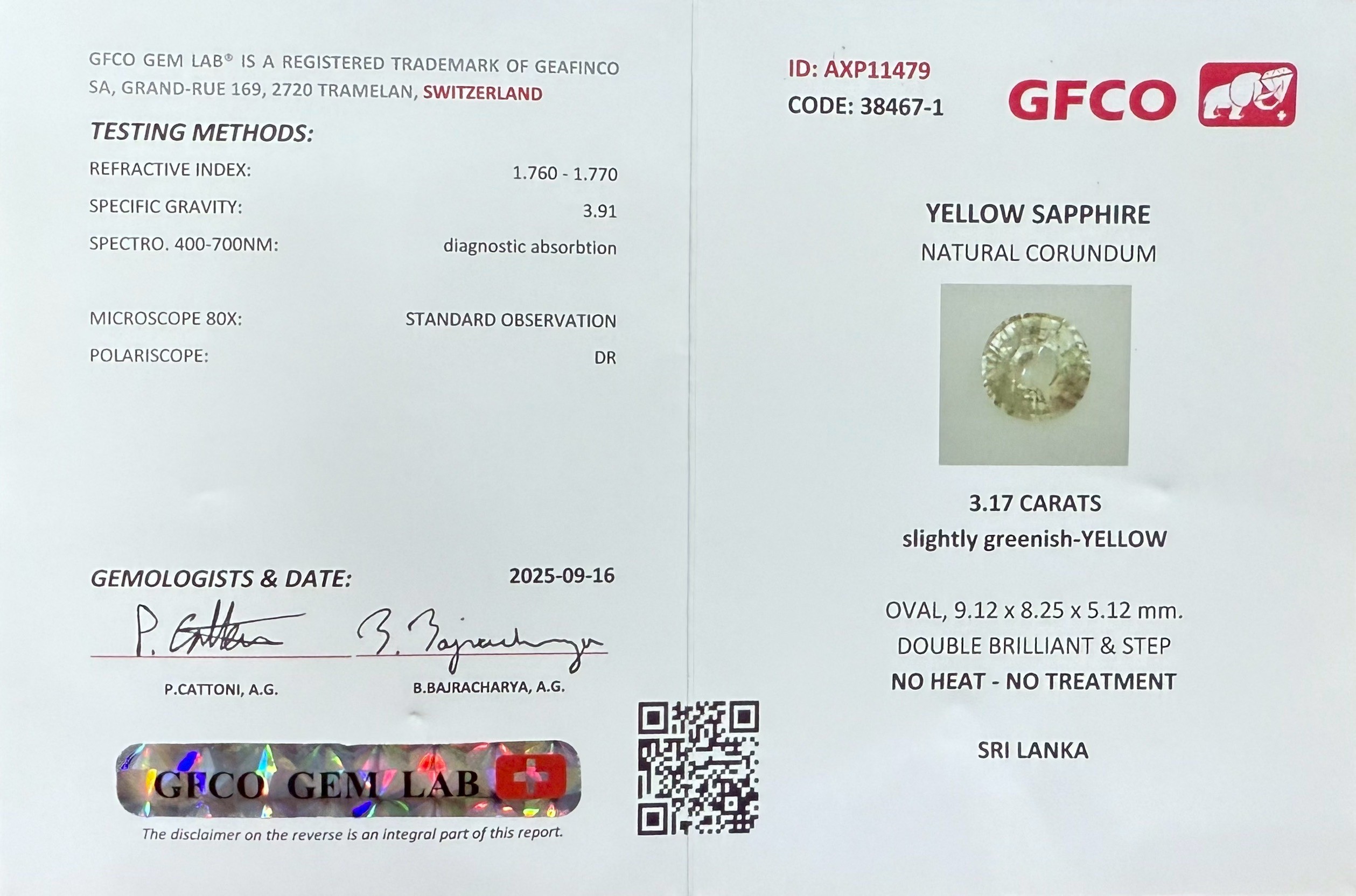 พลอย บุษราคัม yellow sapphire 3.17 กะรัต (Cts.) ดิบ (Unheated) พร้อมใบเซอร์ พลอยแท้ อัญมณีมงคลประจําวันเกิด เครื่องประดับพลอย