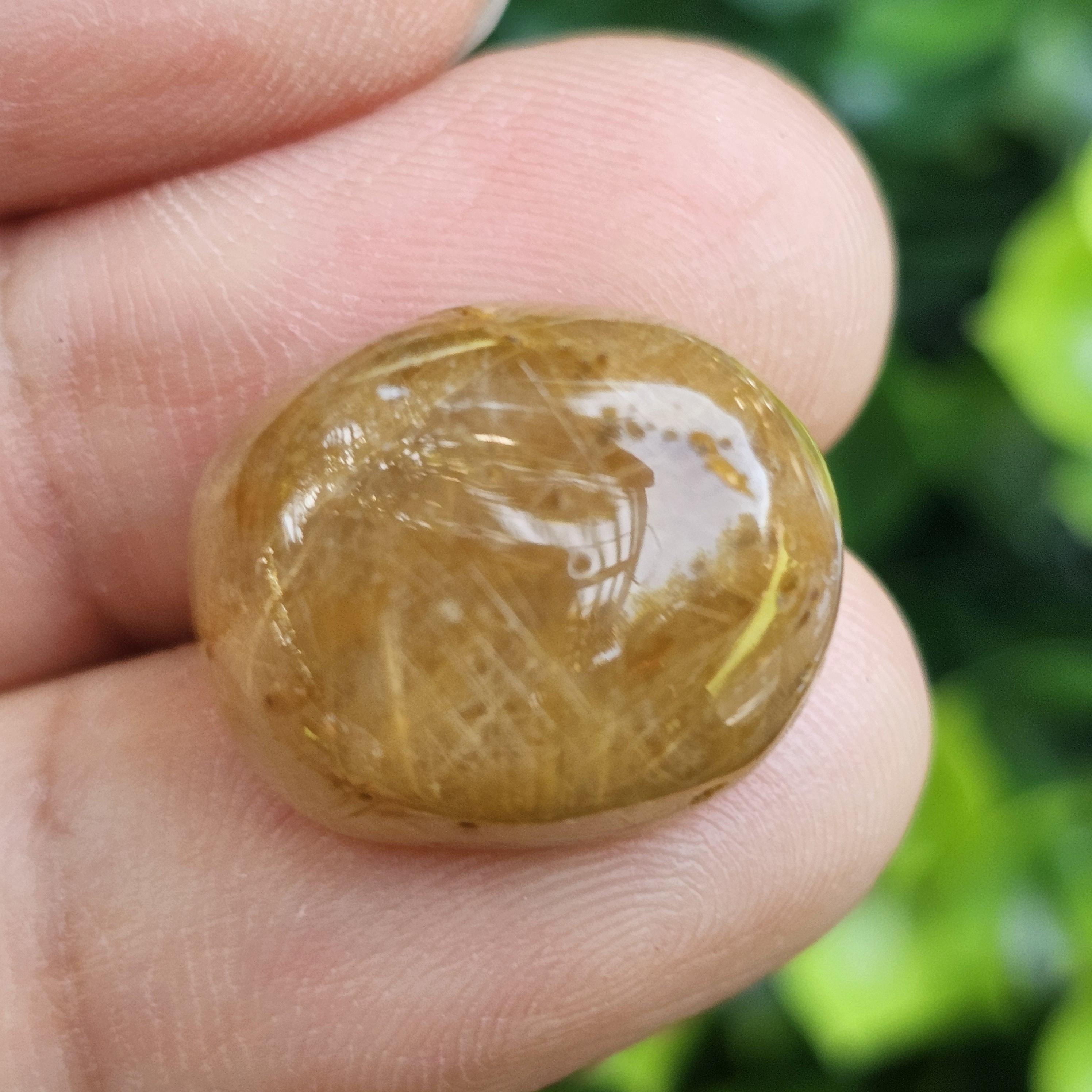 ไหมทอง ควอตซ์ Golden Rutilated Quartz 21.24 กะรัต Cts.พลอยแท้ อัญมณีมงคลประจําวันเกิด เครื่องประดับพลอย