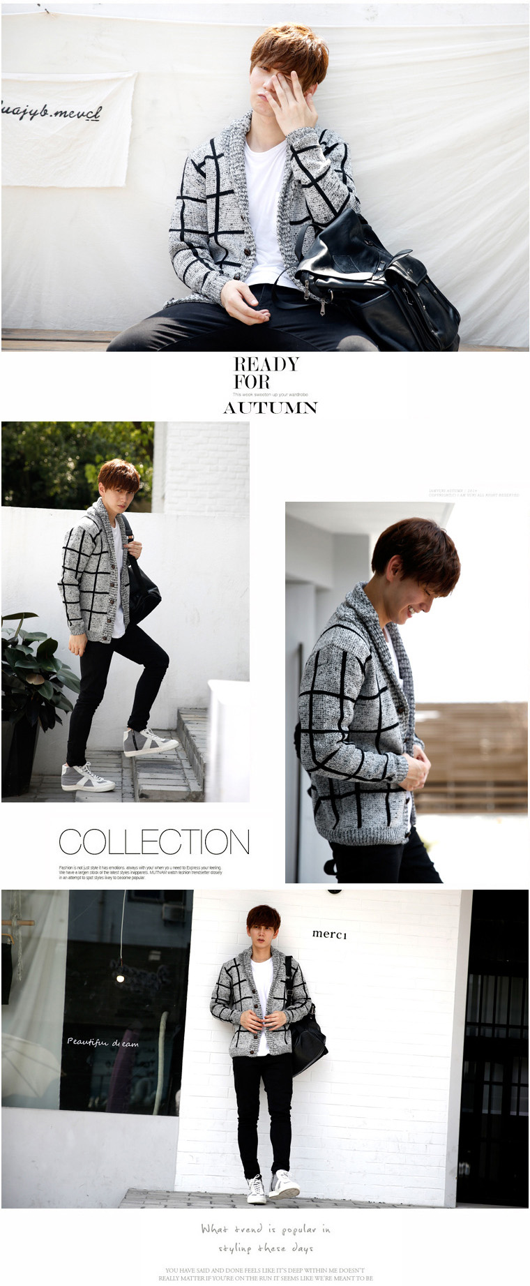 เสื้อคลุมไหมพรมกันหนาว ผ้านิ่มลายตาราง (10039MM)