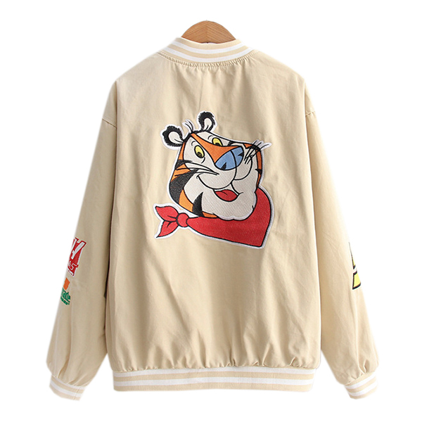 Bomber Jacket เสื้อแจ็คเก็ตกันลมกันหนาว แต่งปักลายการ์ตูนน่ารัก (12350LM)