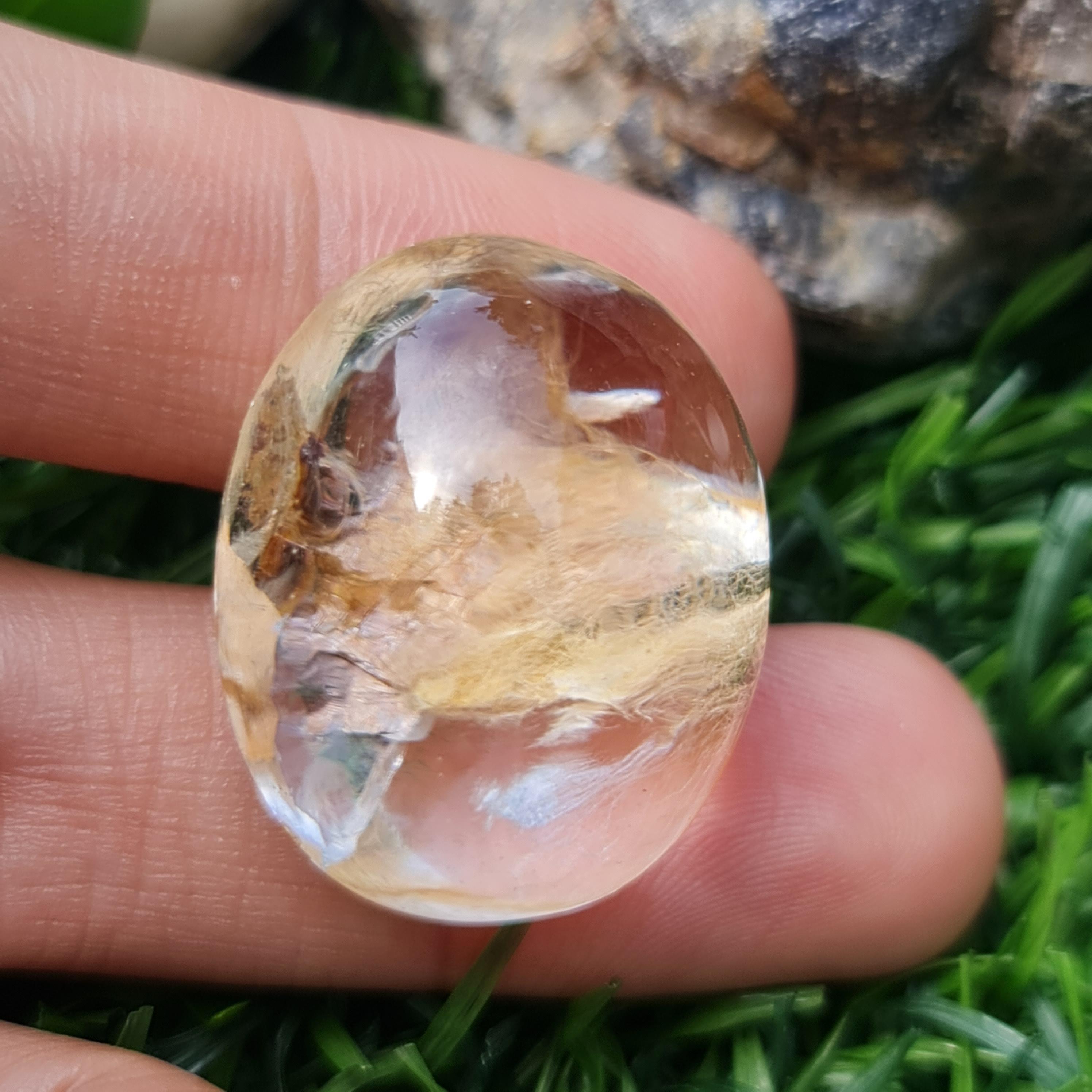 โป่งข่าม ควอตซ์ Rutilated Quartz 59.52 กะรัต Cts. พลอยแท้ อัญมณีมงคลประจําวันเกิด เครื่องประดับพลอย