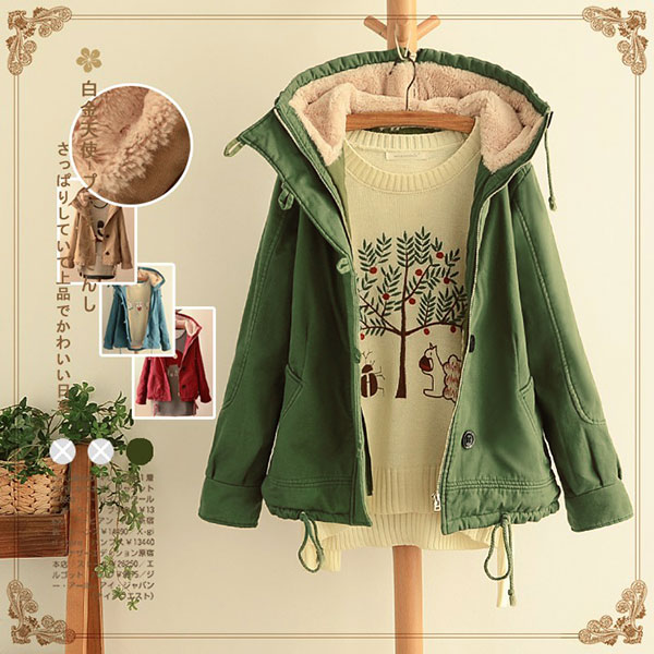 เสื้อโค้ทกันหนาวรุ่นหนาใส่ติดลบ ฮู้ดผ่าซิป ซับผ้าขนนุ่ม (10836LM)