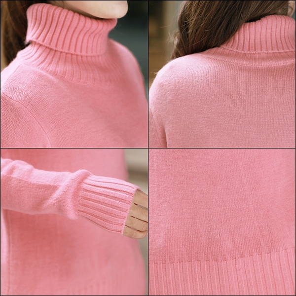 เสื้อคอเต่า เสื้อคอพับ ผ้าไหมพรมวูลหนานุ่ม (12265B)