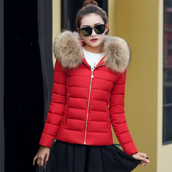 เสื้อโค้ทกันหนาวติดลบลุยหิมะ ทรงสลิม มีฮู้ดเฟอร์ใหญ่ถอดได้ (12262X)