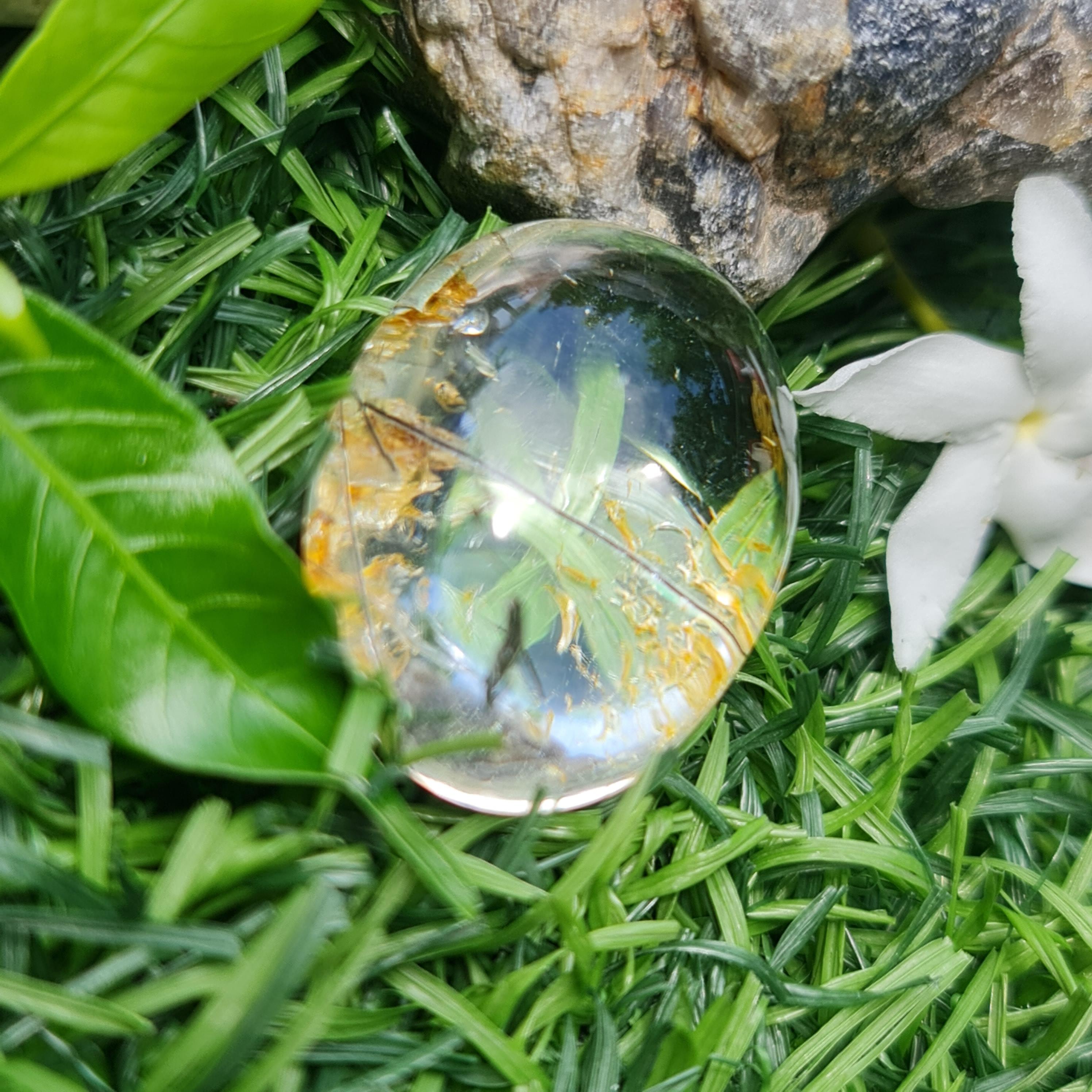 โป่งข่าม ควอตซ์ Rutilated Quartz 78.96 กะรัต Cts. พลอยแท้ อัญมณีมงคลประจําวันเกิด เครื่องประดับพลอย