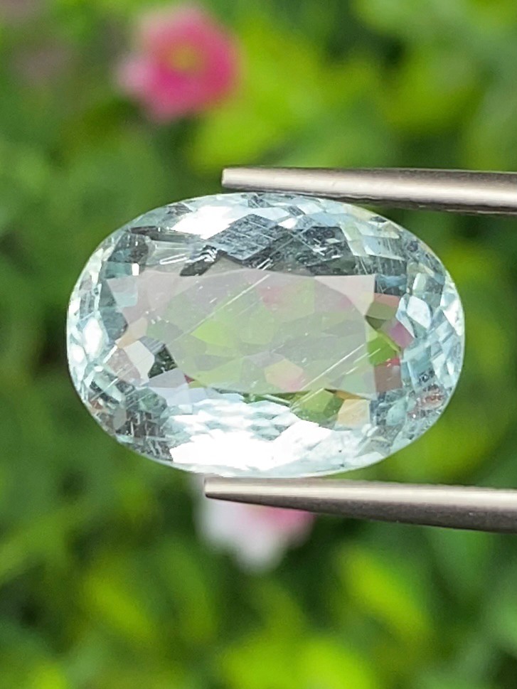 พลอย อความารีน Aquamarine 6.06 กะรัต (Cts.) พลอยแท้ อัญมณีมงคลประจําวันเกิด เครื่องประดับพลอย