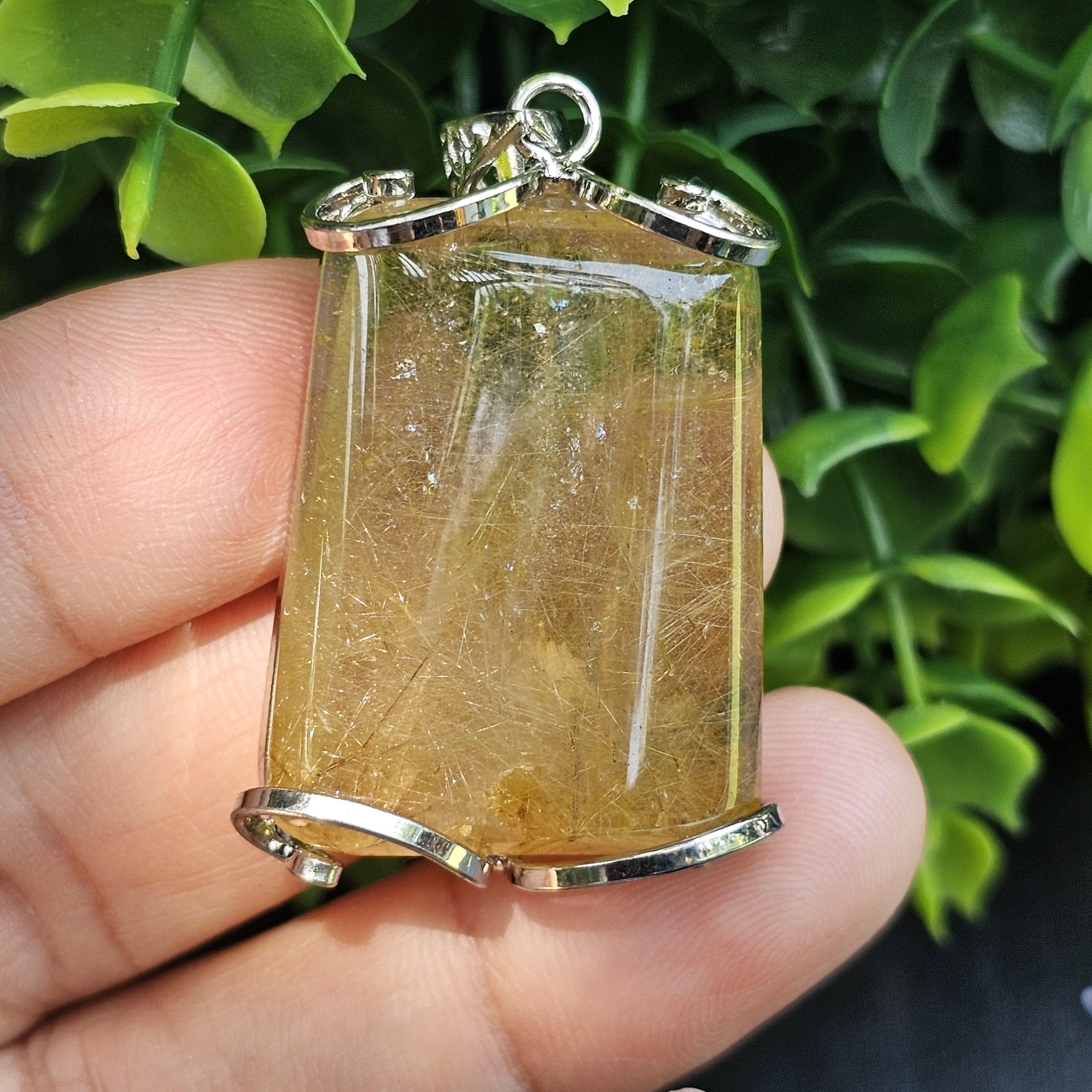 จี้ไหมทอง (Golden Rutilated Quartz) 16.34 กรัม g. พลอยแท้ อัญมณีมงคลประจําวันเกิด เครื่องประดับพลอย