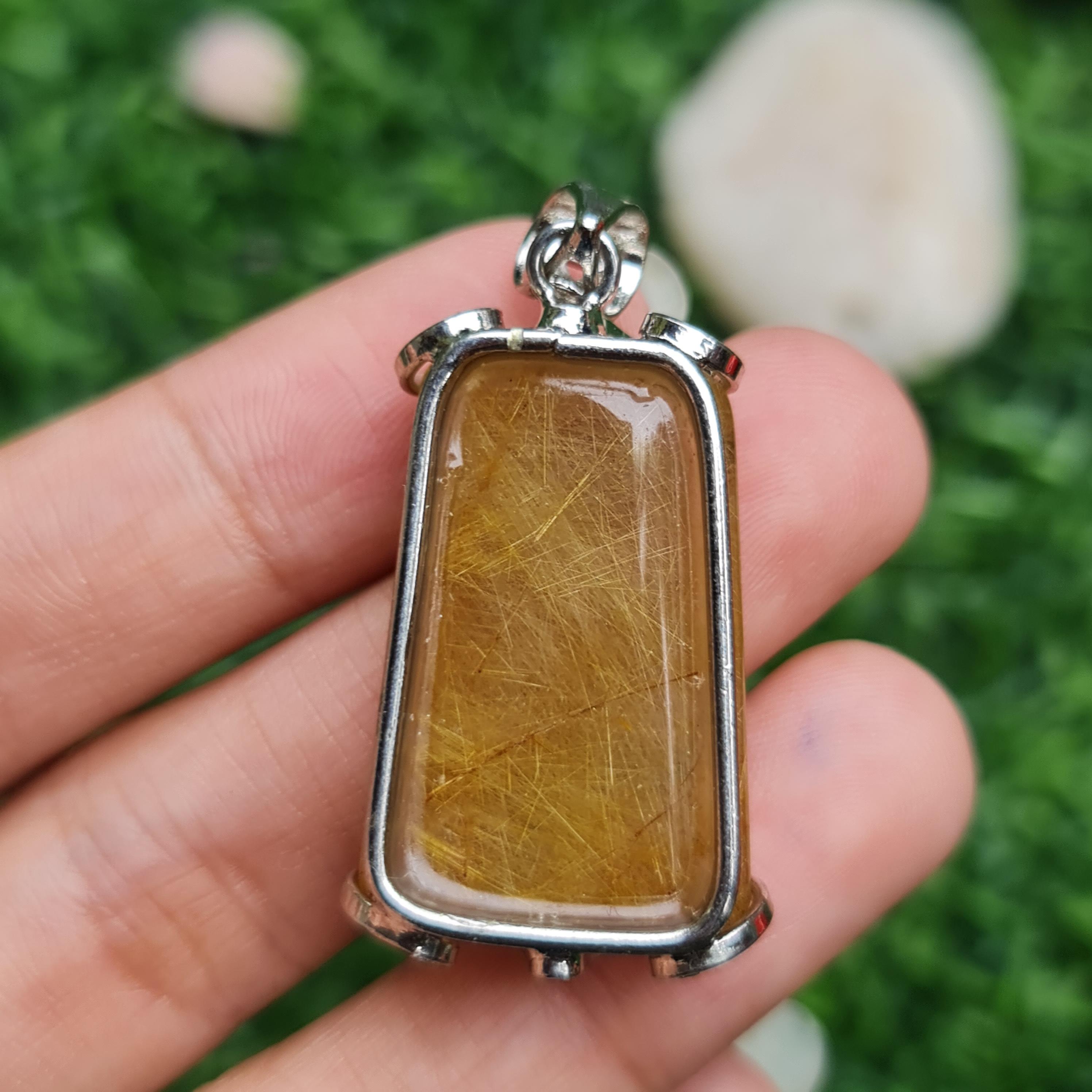 จี้ไหมทอง (Golden Rutilated Quartz) 52.20 กรัม g.พลอยแท้ อัญมณีมงคลประจําวันเกิด เครื่องประดับพลอย