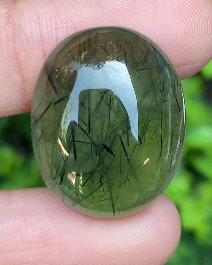 ไหมดำ พรีไนท์ Prehnite with Black tourmaline 36.83กะรัต Cts. พลอยแท้ อัญมณีมงคลประจําวันเกิด เครื่องประดับพลอย