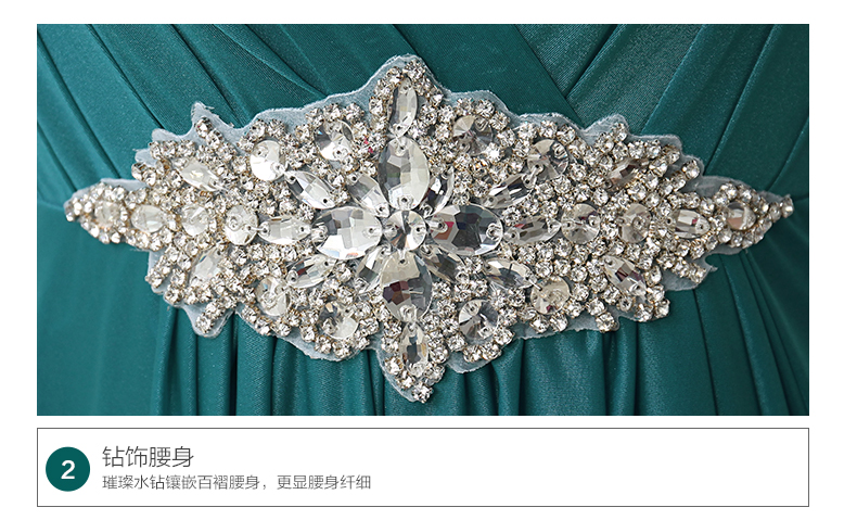 Pre-order ชุดราตรียาว แขนกุด จับจีบ ผ้าชีฟอง แต่งเพชรที่เอว ซิปหลัง