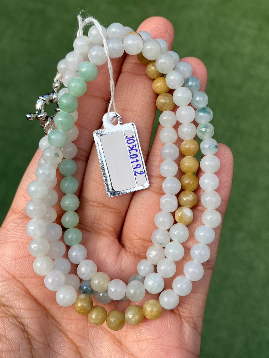 สร้อยคอหยก 3 สี (3 Type Jadeite Necklace) ดิบ ไม่ผ่านการปรับปรุง (Type A) พม่า (Myanmar) หยก พม่า แท้ Jade