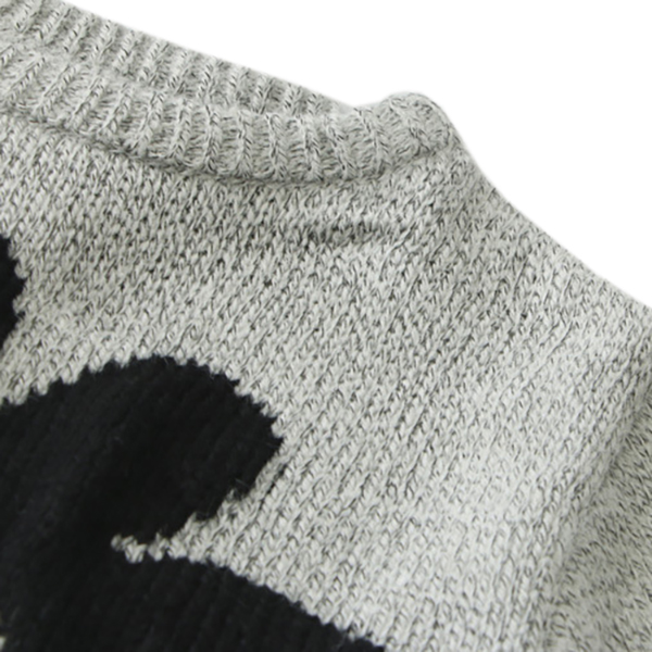 เสื้อไหมพรมกึ่งวูลผ้าหนานุ่ม ถักลายสิงโต (12053LM)