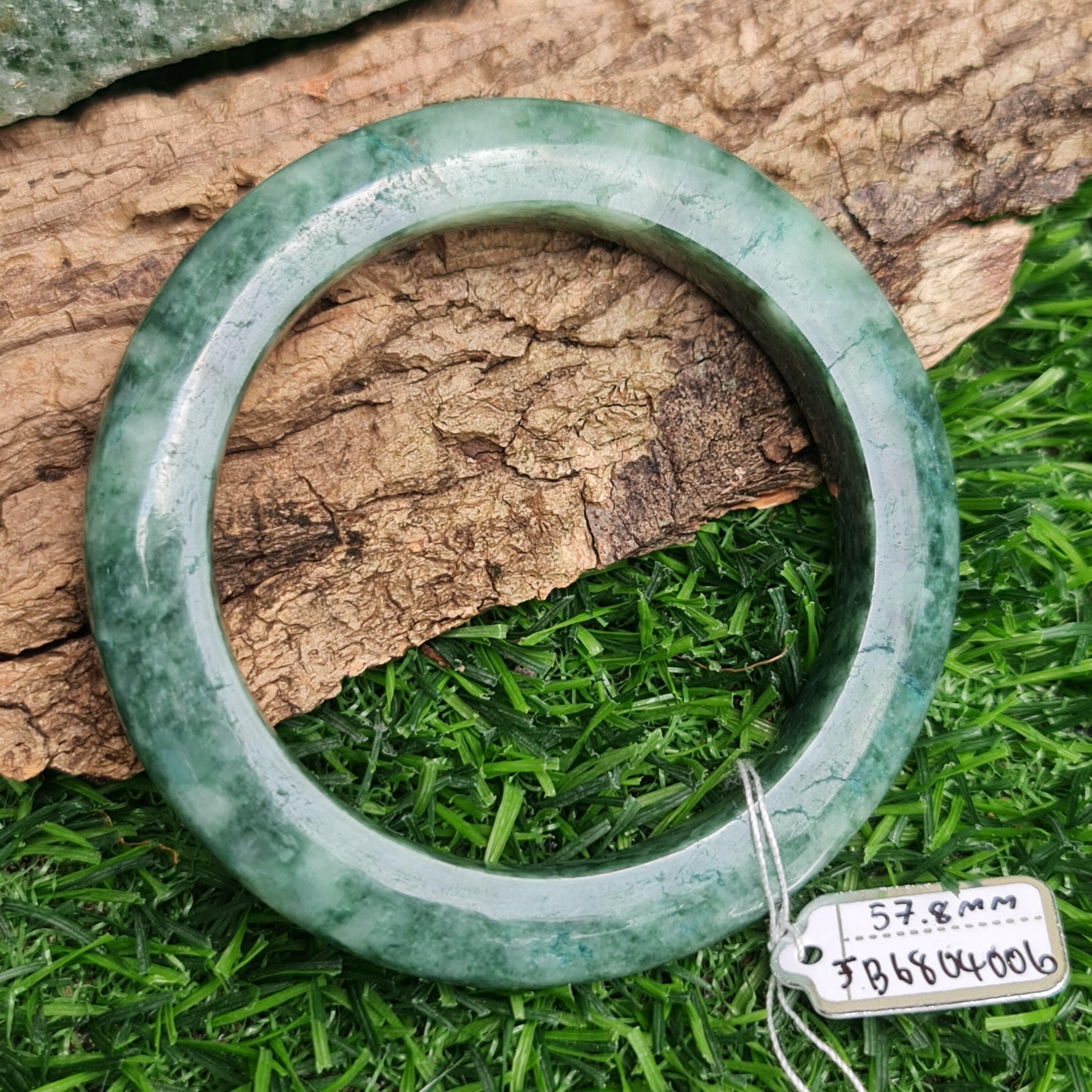 JB6804006 หยก พม่า แท้ Jade กำไลหยก 57.8 มม. (Jadeite bracelet) พม่า (Myanmar)